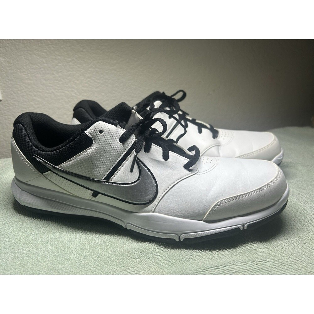 Nike Durasport 4 Golf Shoes Men’s 13 White Silver Black Leather
